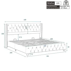 Lit Rembourré 180X200Cm Velours Bois Beige Blackcolors
