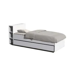 Lit RIGA 90x190 + tête de lit + 1 tiroir / Blanc