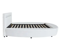 Lit rond 160 x 200 cm - Avec LEDs - Simili - Blanc - ABULIS III