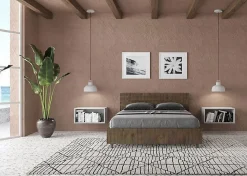 Lit sans sommier tête de lit droite 140x200 à lattes en noyer Ankel