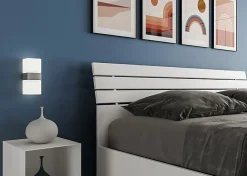 Lit sans sommier Tête de lit inclinée 160x200 à lattes Ankel en frêne blanc