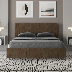 Lit sans sommier 140x190 tête de lit droite Demas noyer