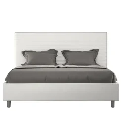 Lit simili cuir blanc Focus avec sommier tapissé 160x200