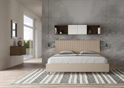 Lit simili cuir gris tourterelle Sunny avec sommier capitonné 180x190