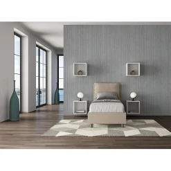 Lit simili cuir gris tourterelle Antea avec sommier rembourré 80x190