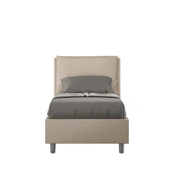 Lit simili cuir gris tourterelle Antea avec sommier rembourré 80x190