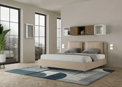 Lit simili cuir gris tourterelle Antea avec sommier rembourré 180x200