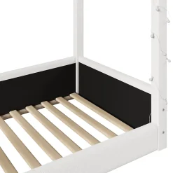Lit Simple 90 x 200 cm - Canapé-Lit avec Éclairage LED Intégré, Gain de Place pour Chambre, Bois Massif, Sans Matelas, Beige