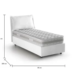 Lit simple Aren, Lit coffre avec revêtement en tissu, 100% Made in Italy, Ouverture latérale, avec matelas 80x190 cm inclus, Blanc
