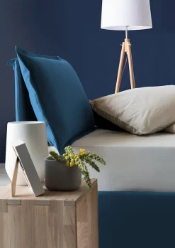 Lit simple Arzon, Lit coffre avec revêtement en tissu, 100% Made in Italy, Ouverture frontale, avec matelas 90x200 cm inclus, Bleu