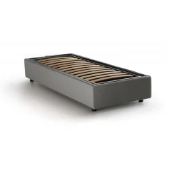 Lit simple Ava, Lit coffre avec revêtement en tissu, 100% Made in Italy, Ouverture frontale, adapté pour matelas 80x200 cm, Gris