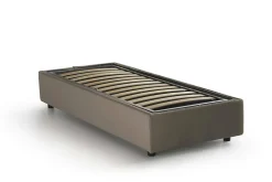 Lit simple Ava, Lit coffre avec revêtement en tissu, 100% Made in Italy, Ouverture frontale, adapté pour matelas 80x200 cm, Taupe
