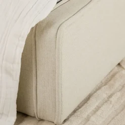 Lit simple BELARTI 90 x 190 cm rembourré, revêtement en tissu - Blanc crème