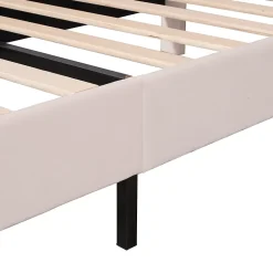 Lit simple capitonnés 90 x 200 cm, tête de lit en forme de fleur, sommier à lattes, velours, Beige