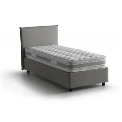 Lit simple Dbaston, Lit coffre avec revêtement en tissu, Ouverture frontale, avec matelas 90x200 cm inclus, Gris