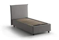 Lit simple Dbaston, Lit coffre avec revêtement en tissu, Ouverture frontale, avec matelas 90x200 cm inclus, Gris