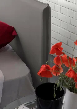 Lit simple Dbaston, Lit coffre avec revêtement en tissu, Ouverture frontale, avec matelas 90x200 cm inclus, Gris