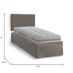 Lit simple Dbertol, ensemble tête de lit en similcuir avec sommier, matelas inclus, 80x190 cm, gris tourterelle