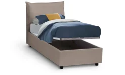 Lit simple Dbruman, Lit coffre avec revêtement en similcuir, Ouverture frontale, adapté pour matelas 80x200 cm, Taupe