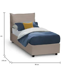 Lit simple Dbruman, Lit coffre avec revêtement en similcuir, Ouverture frontale, adapté pour matelas 80x200 cm, Taupe