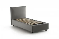 Lit simple Dbut, Lit coffre avec revêtement en tissu, 100% Made in Italy, Ouverture frontale, avec matelas 80x190 cm inclus, Gris