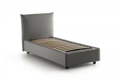 Lit simple Dbut, Lit coffre avec revêtement en tissu, 100% Made in Italy, Ouverture frontale, avec matelas 80x190 cm inclus, Gris