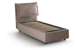 Lit simple Dloset, Lit coffre avec revêtement en tissu, Ouverture frontale, avec matelas 90x190 cm inclus, Taupe