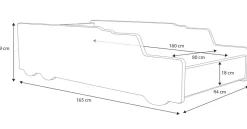 Lit simple en béton 160x80 avec matelas