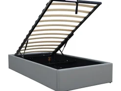 Lit simple en PVC avec coffre "Ava" 90 x 190 cm Gris