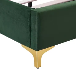 Lit simple GLAMOUR, 90x190 cm, capitonné avec sommier, revêtement en velours vert