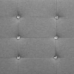 Lit simple JOLIEN, 120 x 190 cm, capitonné avec sommier, revêtement en tissu gris