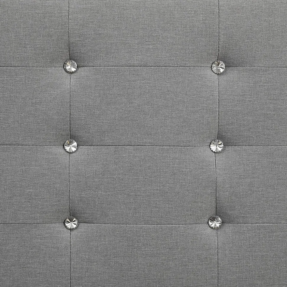 Lit simple JOLIEN, 120 x 190 cm, capitonné avec sommier, revêtement en tissu gris