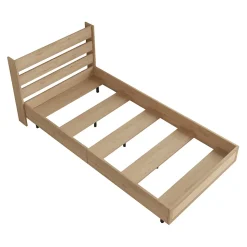 Lit simple Kvænangen 100 x 200 cm effet chêne aspect rotin noir en.casa