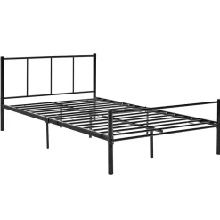Lit simple Laos métal avec sommier à lattes 120 x 200 cm noir en.casa