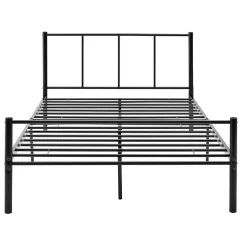 Lit simple Laos métal avec sommier à lattes 120 x 200 cm noir en.casa