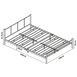 Lit simple Laos métal avec sommier à lattes 120 x 200 cm noir en.casa