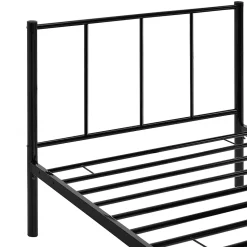 Lit simple Laos Métal avec Sommier à Lattes 90 x 200 cm Noir en.casa