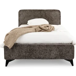 Lit simple LEVERDA 90 x 190 cm, revêtement en tissu - Gris