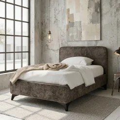 Lit simple LEVERDA 90 x 190 cm, revêtement en tissu - Gris