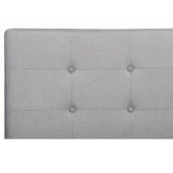 Lit simple LILLE, 120 x 190 cm, capitonné avec sommier, revêtement en tissu gris