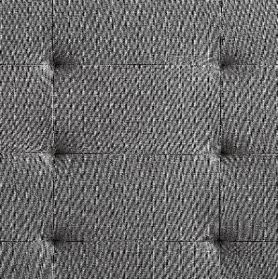 Lit simple MARLON, 120 x 190 cm, capitonné avec sommier, revêtement en tissu gris