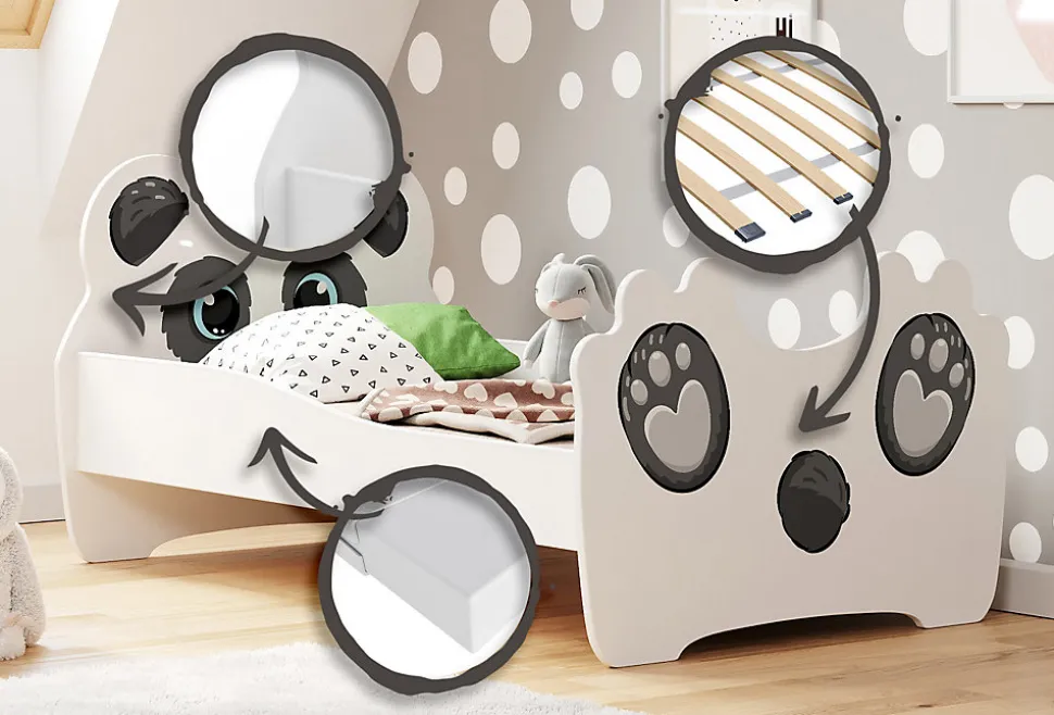 Lit simple Panda 140x70 avec matelas