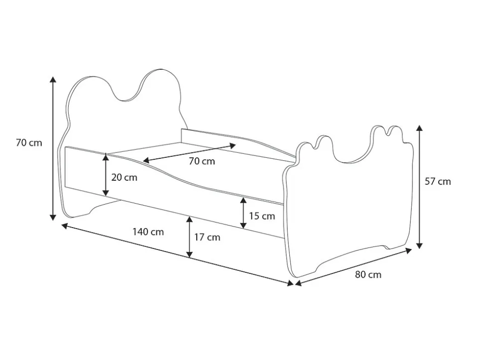Lit simple Panda 140x70 avec matelas