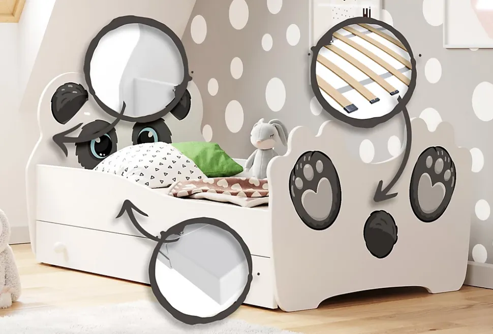 Lit simple Panda 140x70 avec tiroir