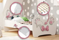 Lit simple Pink Cat 140x70 avec matelas