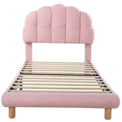 Lit Simple pour enfant 90 x 200 cm - Lit enfant Capitonné - Non-Tissé - Sans Matelas - Rose