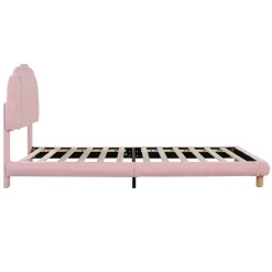 Lit Simple pour enfant 90 x 200 cm - Lit enfant Capitonné - Non-Tissé - Sans Matelas - Rose