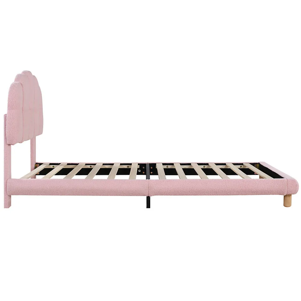 Lit Simple pour enfant 90 x 200 cm - Lit enfant Capitonné - Non-Tissé - Sans Matelas - Rose