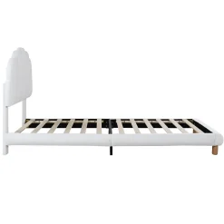 Lit Simple pour enfant 90 x 200 cm - Lit enfant Capitonné - Non-Tissé - Sans Matelas - Blanc