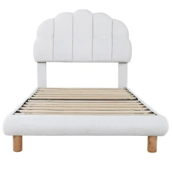 Lit Simple pour enfant 90 x 200 cm - Lit enfant Capitonné - Non-Tissé - Sans Matelas - Blanc